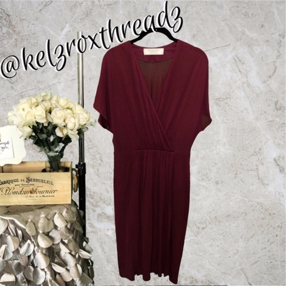 Zara Wrap Draped Red Dress SZ M - Picture 1 of 3